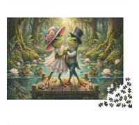 Matrimonio RanaPuzzle Premium Antistress 1000 Pezzi Cartone Danza dello stagno della foresta Intrattenimento Familiare Adulti, Relax Mentale, Regalo Compleanno Natale 38x26cm/1000pcs