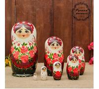 Matrioska da 7 pezzi (22 cm) dipinto a mano Матрешка 7 мест 22см.