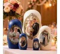 Matrioska per Bambini Personalizzate con Foto Festa della Mamma Idee Regalo Nesting Dolls in Legno a 6 Persone Matrioska Russa Fino Regalo Donna Uomo Compleanno Regali Natale (Stile04)