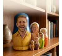 Matrioska per Bambini Personalizzate con Foto Festa della Mamma Idee Regalo Nesting Dolls in Legno a 6 Persone Matrioska Russa Fino Regalo Donna Uomo Compleanno Regali Natale (Stile01)