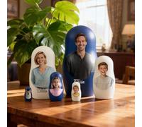 Matrioska per Bambini Personalizzate con Foto Festa della Mamma Idee Regalo Nesting Dolls in Legno a 6 Persone Matrioska Russa Fino Regalo Donna Uomo Compleanno Regali Natale (Stile02)