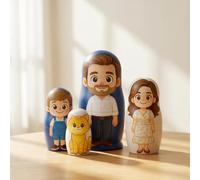 Matrioska per Bambini Personalizzate con Foto Festa della Mamma Idee Regalo Nesting Dolls in Legno a 6 Persone Matrioska Russa Fino Regalo Donna Uomo Compleanno Regali Natale (Stile03)
