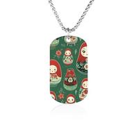 Matrioska russa Nesting Dolls. Collana commemorativa in acciaio al titanio rettangolare Tag catena ciondolo gioielli regalo