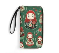 Matrioska russa Nesting Dolls. Portafogli da polso per uomo donna portafoglio lungo portafoglio in pelle pochette per carte di credito con cordino, Stile:, 19.7x10.5cm