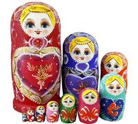 Matrioske 1 set (10 pezzi) modello ragazza matrioska bambola in legno colorato matrioska bambole russe nidificanti giocattoli impilabili per bambini, decorazione della casa, regali per bambini ba