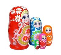 Matrioske 11 cm Set 5 Pezzi in Legno Dipinto con Fiori Decorazione Casa