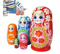 Matrioske Russe per Bambini 5 Pezzi In Legno Dipinto A Fiori Decorativo