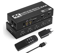 Matrix HDMI 3x2 - Tendak 3 in 2 Out Commutatore HDMI Matrix 4K@60Hz HDMI Splitter SPDIF + 3,5mm Stereo Estrattore Audio Supporta HDMI 2.0 HDCP 2.2 HDR 3D con Telecomando IR