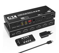 Matrix HDMI 4x2 - Tendak 4 in 2 Out Commutatore HDMI Matrix 4K@60Hz HDMI Splitter SPDIF + 3,5mm Stereo Estrattore Audio Supporta HDMI 2.0 HDCP 2.2 EDID HDR 3D con Telecomando IR