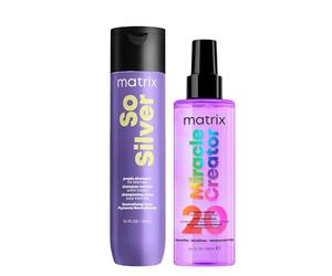 Matrix | KIT So Silver Shampoo 300ML + Trattamento Miracle Creator Total Results 190ML per Capelli Biondi o Bianchi