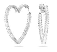 Matrix Rhodium Plated Large Heart White Hoop Earrings 5647591