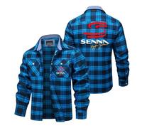 MATRIXX Camicia a Quadri Uomo Per S.E.N.N.A, Camicia boscaiolo arancione nero quadri, Per il tempo libero e l’ufficio(Blue,XL)