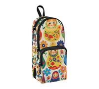 Matryoshka - Astuccio tradizionale russo in legno, con scomparto per studenti, a forma di borsa per la scuola, per cancelleria, per scuola, ufficio, lavoro, Matrioska - Bambola tradizionale russa in