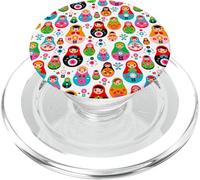 Matryoshka Russian Doll Nesting Doll Toy White Background PopSockets PopGrip per MagSafe