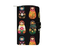 Matryoshka Russian-Nesting Doll Womens PU Leather Wallet Long Purse Clutch Organizer per Ufficio Viaggio