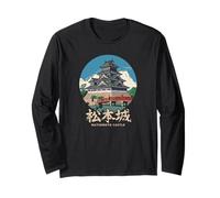 Matsumoto Castle Japan Travel Souvenir giapponese Kanji Retro Maglia a Manica