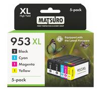 Matsuro 953XL Cartucce d'inchiostro Multipack (1 Nero, 1 Ciano, 1 Magenta, 1 Giallo) | Compatibile con stampanti HP OfficeJet & OfficeJet Pro
