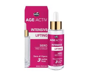 Matt, AGEACTIV Intensive Lifting Siero Viso e Collo, 30 ml | Siero di Vipera 3-Alpha Plus, Ideale per un Effetto Lifting, Distende le Rughe per una Pelle Più Giovane, Senza Profumo
