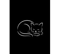 Matt Black Hardcover Notebook with a Minimalist Sleeping Cat Cover Design: A large 8.25x11 inch Blank Unlined Book for Decorative Display | Can also be used as a Guest Book or Journal