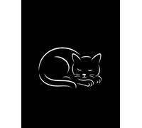 Matt Black Paperback Notebook with a Minimalist Sleeping Cat Cover Design: A large 8.5x11 inch Blank Unlined Book for Decorative Display | Can also be used as a Guest Book or Journal