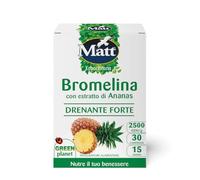 Matt, Bromelina Forte Drenante, Integratore Alimentare con Estratto di Ananas per il Drenaggio dei Liquidi, Alleviare la Pesantezza delle Gambe e Contrastare la Cellulite, 30 Compresse