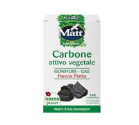 Matt, Carbone Attivo Vegetale, Integratore Alimentare Pancia Piatta, Utile per Contrastare il Gonfiore Addominale ed Eliminare i Gas, Confezione da 100 Compresse