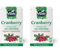 Matt, Cranberry, Integratore Alimentare a Base di Mirtillo Rosso, Ideale per il Benessere delle Vie Urinarie, Favorisce il Drenaggio dei Liquidi Corporei, Confezione da 120 Compresse - 30 Dosi