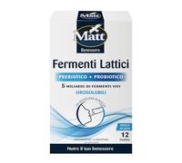 Matt, Fermenti Lattici Bambini e Adulti Orosolubili Prebiotico + Probiotico, con 5 Miliardi di Cellule Vive e Inulina, per l'Equilibrio della Flora Batterica Intestinale, Senza Glutine, 12 Bustine
