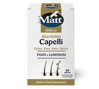 Matt - Integratore Capelli Biorifoltin - Capelli folti e Luminonsi - Con Cistina, Zinco, Rame e Biotina - 30 Capsule (16,5 g)