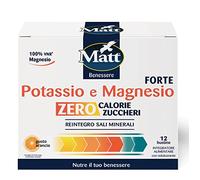 Matt, Magnesio e Potassio Forte, Integratore Alimentare, 12 Bustine | Concentrato, per il Reintegro dei Sali Minerali e la Riduzione della Stanchezza, Gusto Arancia, Senza Zuccheri e Calorie
