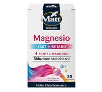 Matt, Magnesio Fast+Retard, Integratore Alimentare con Ossido di Magnesio, Sali di Magnesio dell'Acido Citrico, Carbonato di Magnesio, Bisglicinato di Magnesio, Confezione da 30 Compresse