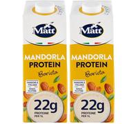 Matt, Mandorla Protein, Bevanda Vegetale Senza Glutine, Bevanda Proteica a Basso Contenuto di Grassi e Sale, Senza Lattosio, Solo Mandorla Italiana, Gusto Delicato, 1 L (Confezione da 2)