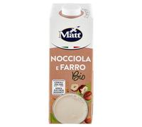 Matt, Nocciola e Farro Bio, Bevanda Vegetale Senza Lattosio, Senza Zuccheri Aggiunti e a Basso Contenuto di Sale, Sapore Dolce e Delicato, Confezione 1L (Confezione da 6)