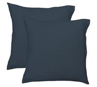 MATT & ROSE Set di 2 federe tinta unita, garza di cotone, 65 x 65 cm, 100% cotone, Oeko-Tex | federa 65 x 65 cm, blu pavone