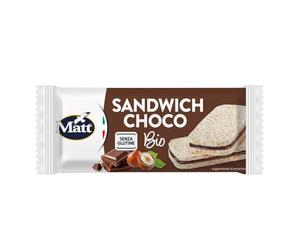 Matt, Sandwich Choco Bio, Barretta di Riso Integrale, Ripiena di Crema al Cioccolato, Senza Glutine, Senza Uova, Senza Olio di Palma, Senza Lievito, Snack Dolce Sano e Goloso, 20 g