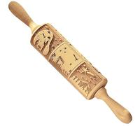 Mattarelli per cuocere al forno Mattarello in legno goffrato da 15, 4 pollici per pasta con manici Strumenti per timbri per biscotti natalizi 3D facili da usare per biscotti, pizza e altro