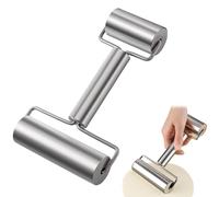 Mattarello Acciaio Inox Con 2 Rulli, Piccolo Rolling Pin Antiaderente, Lavabile in Lavastoviglie, per Pasta Da Forno, Pizza, Torta, Pasticcini, Tagliatelle e Biscotti, Fai Da Te