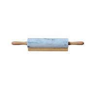 Mattarello da Cucina Marmo Bianco Base Legno Italian Marble Rolling Pin 45cm