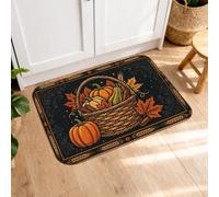 Mattarello da cucina per pavimento, autunno rustico zucche foglie autunnali autunnali nero morbido lavabile cucina tappeto per zona lavanderia bagno corridoio 40,6 x 61 cm