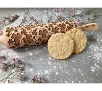Mattarello Decorativo per Biscotti TRIFOGLIO FORTUNATO | Mattarello Inciso | Rullo per Biscotti e per Modellare | Mattarello Legno Goffrato di Algis Crafts