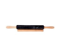 Mattarello in Marmo Nero con Base in Legno Italian White Marble Rolling Pin 45cm