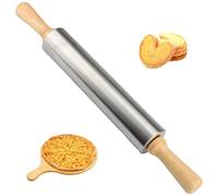 Mattarello, Mattarello Acciaio Inox, Mattarello Con Manico In Legno, Mattarello Antiaderente, Stabile E Resistente, Attrezzo Da Forno Per Pizza, Pasta, Torte, Pasta Di Zucchero, Dolci (43.5 x 5 cm)