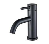 Matte Black Bathroom Basin Faucet Deck Mounted Short Hot And Cold Water Mixer Tap Crane For Vessel Sink(Black)