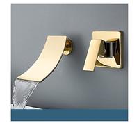 Matte Black/Chrome Bathroom Faucet Wall Mounted Waterfall Basin Faucets Washing Basin Taps Cold Water Mixer Tap(Gold)