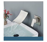 Matte Black/Chrome Bathroom Faucet Wall Mounted Waterfall Basin Faucets Washing Basin Taps Cold Water Mixer Tap(Brushed)