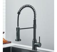 Matte Black Kitchen Sink Faucet One Handle Spring Hot And Cold Water Tap Deck Mounted Bathroom Chrome Kitchen Crane,Matte Black