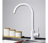 Matte Black/White Kitchen Sink Faucet Sus304 Stainless Steel 360 Rotation Kitchen Water Tap Single Handle Mixer Tap Deck Mounted with Aerator Retro Style,White A