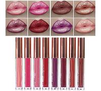 Matte Metallic Lip Gloss,Long Lasting Waterproof Strong Pigmented Not Stick Cup,Diamond Shimmer Liquid Lipstick Makeup for Women (8pcs)