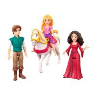 Mattel Disney Princess, Confezione da 4 mini bambole con Rapunzel, Flynn Rider, Madre Gothel e il cavallo Maximus con sella, ispirato al film, JHG85