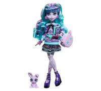 MONSTER HIGH - TWYLA CREEPOVER PARTY, BAMBOLA CON OUTIFIT DETTAGLIATO E ACCESSORI PER IL PIGIAMA PARTY, CUCCIOLO CONIGLIETTO DUSTIN INCLUSO